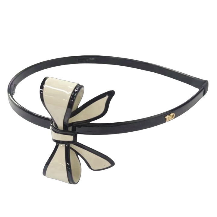 WS Acetate Bow Headband - Ivory & Black - Hero