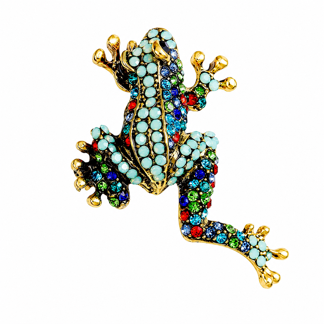 WS Brooch - Elongated Gem Frog - Multi