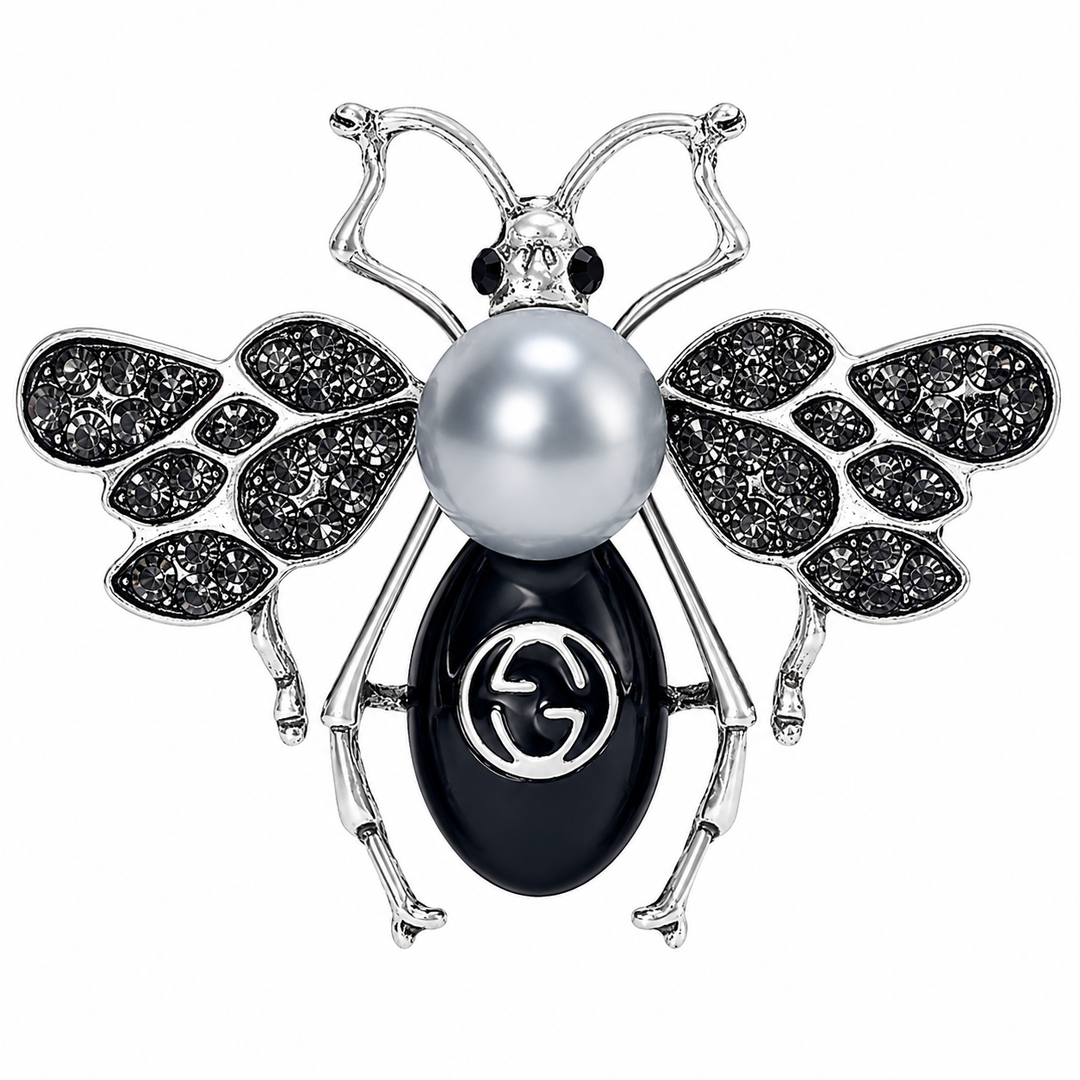 WS Brooch French Pearl Bee - Grey Pearl (Silver)