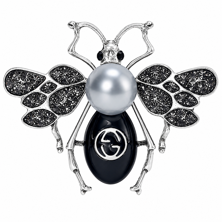 WS Brooch French Pearl Bee - Grey Pearl (Silver)