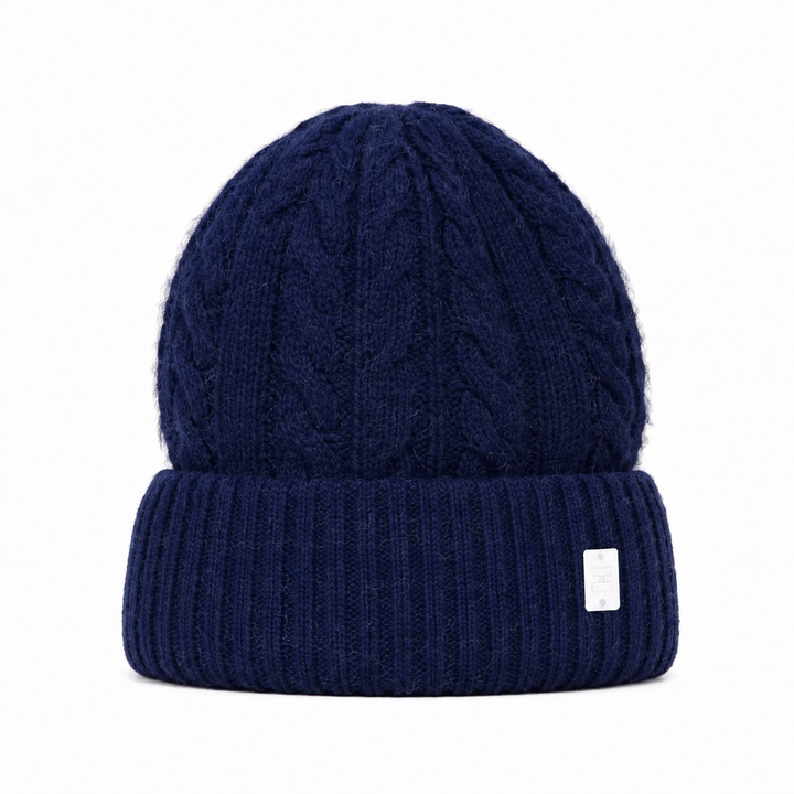WS Cable Angora Blend Beanie - Navy - Hero