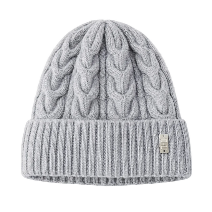 WS Cable Wool Knitted Beanie - Grey