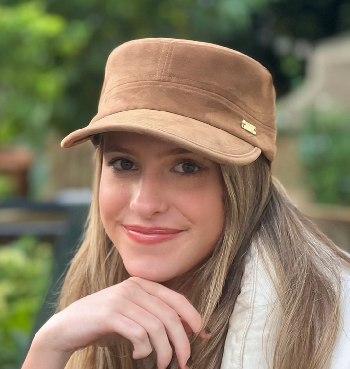 Vegan Suede Cadet Cap - Camel - Image 2