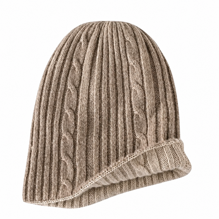 WS - Cashmere Reversible Beanie - Fawn/Beige - Hero