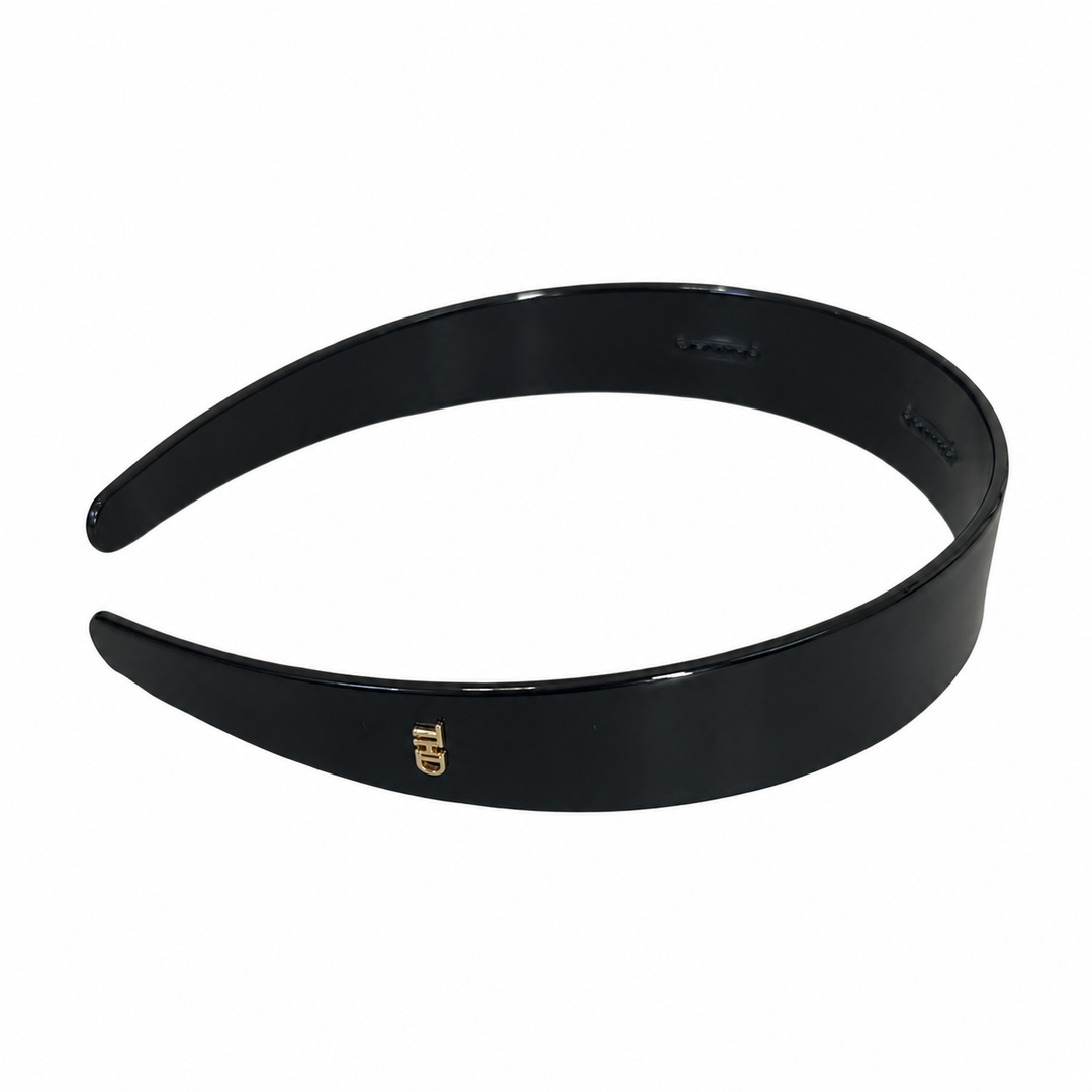 WS Cellulose Acetate Headband 2.5cm Block - Black - Image 1