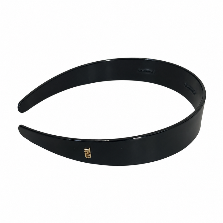 WS Cellulose Acetate Headband 2.5cm Block - Black - Image 1