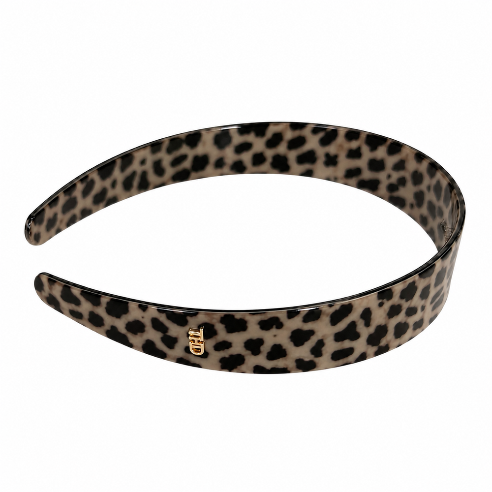 WS Cellulose Acetate Headband 2.5cm Animal Pattern - Leopard & Black - Image 1