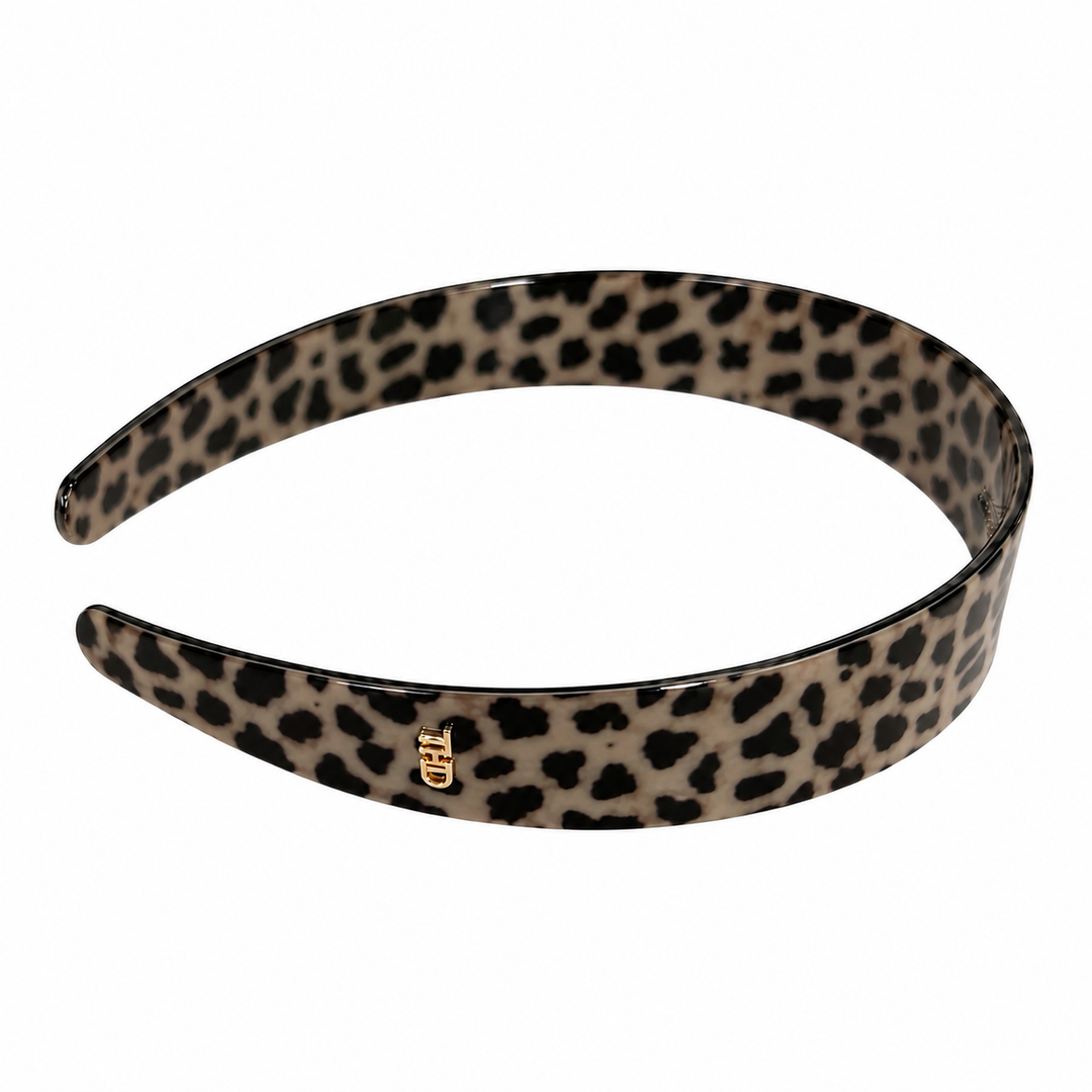 WS Cellulose Acetate Headband 2.5cm Animal Pattern - Leopard & Black - Image 1