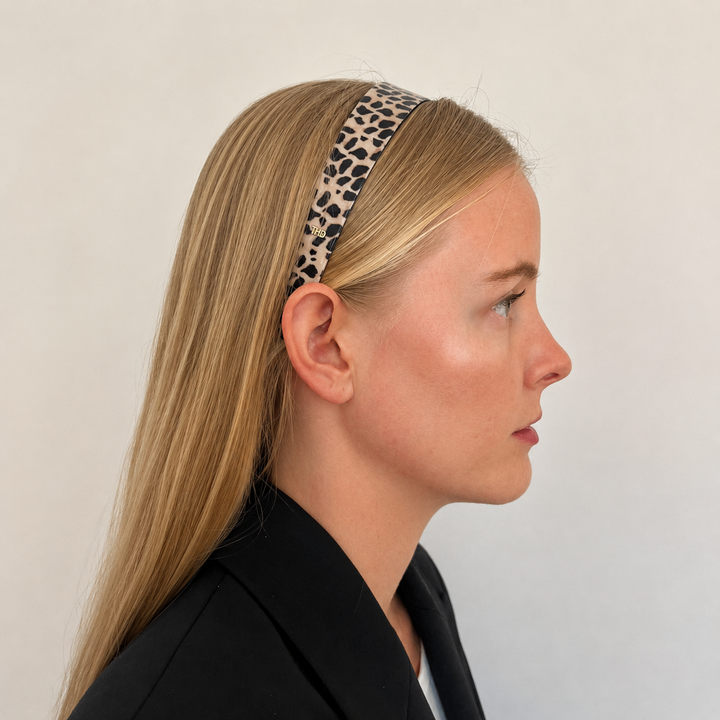 WS Cellulose Acetate Headband 2.5cm Animal Pattern - Leopard & Black - Image 2