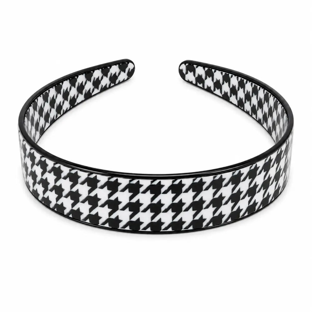 WS Cellulose Acetate Headband 2.5cm Herringbone Black
