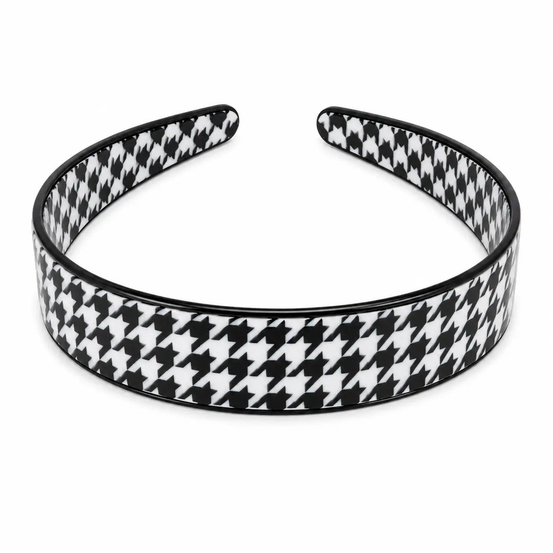 Cellulose Acetate Headband 2.5cm Herringbone Black