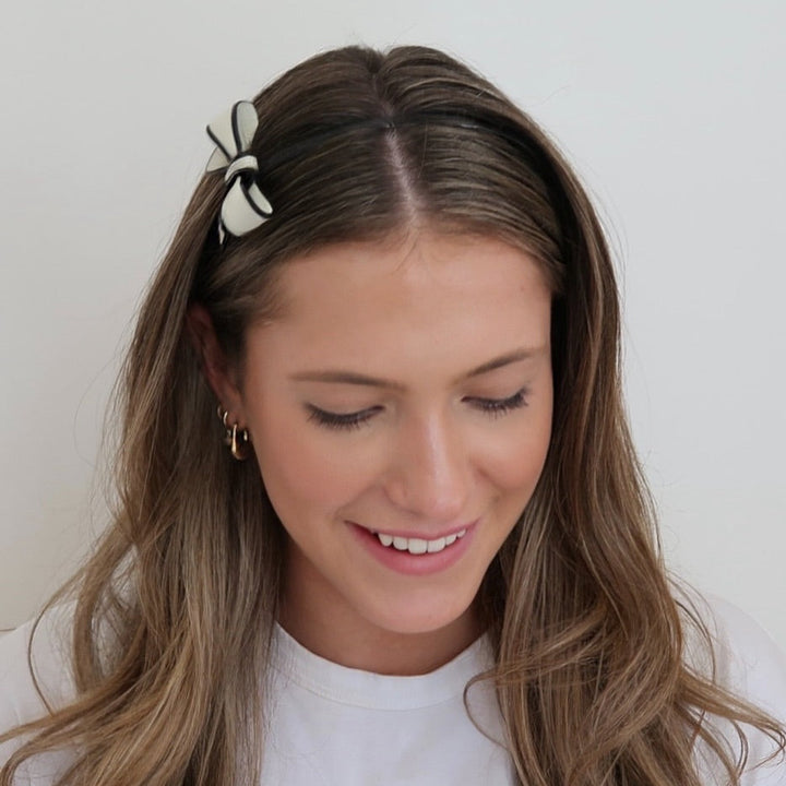 WS Acetate Bow Headband - Ivory & Black - Image 1