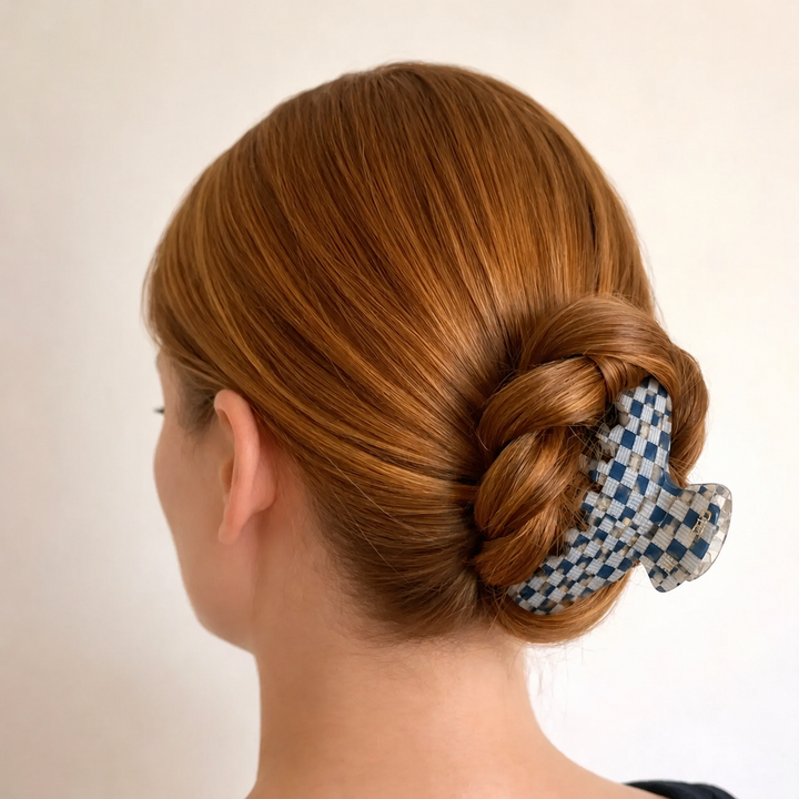WS Cellulose Acetate Large Hair Claw Check - Paros - Image 1