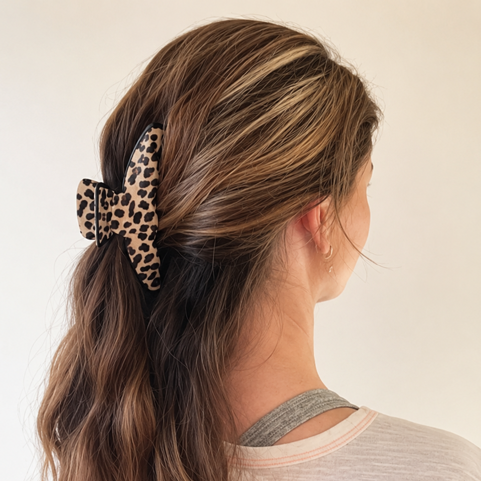 WS Cellulose Acetate Oversized Hair Claw Pattern - Leopard - Image 1