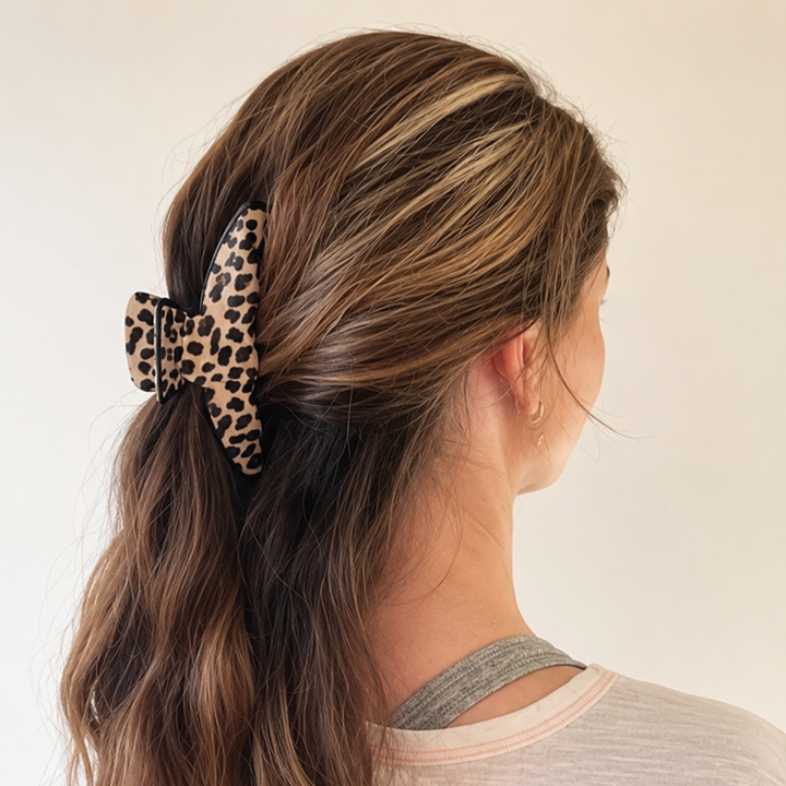 WS Cellulose Acetate Oversized Hair Claw Pattern - Leopard - Image 1