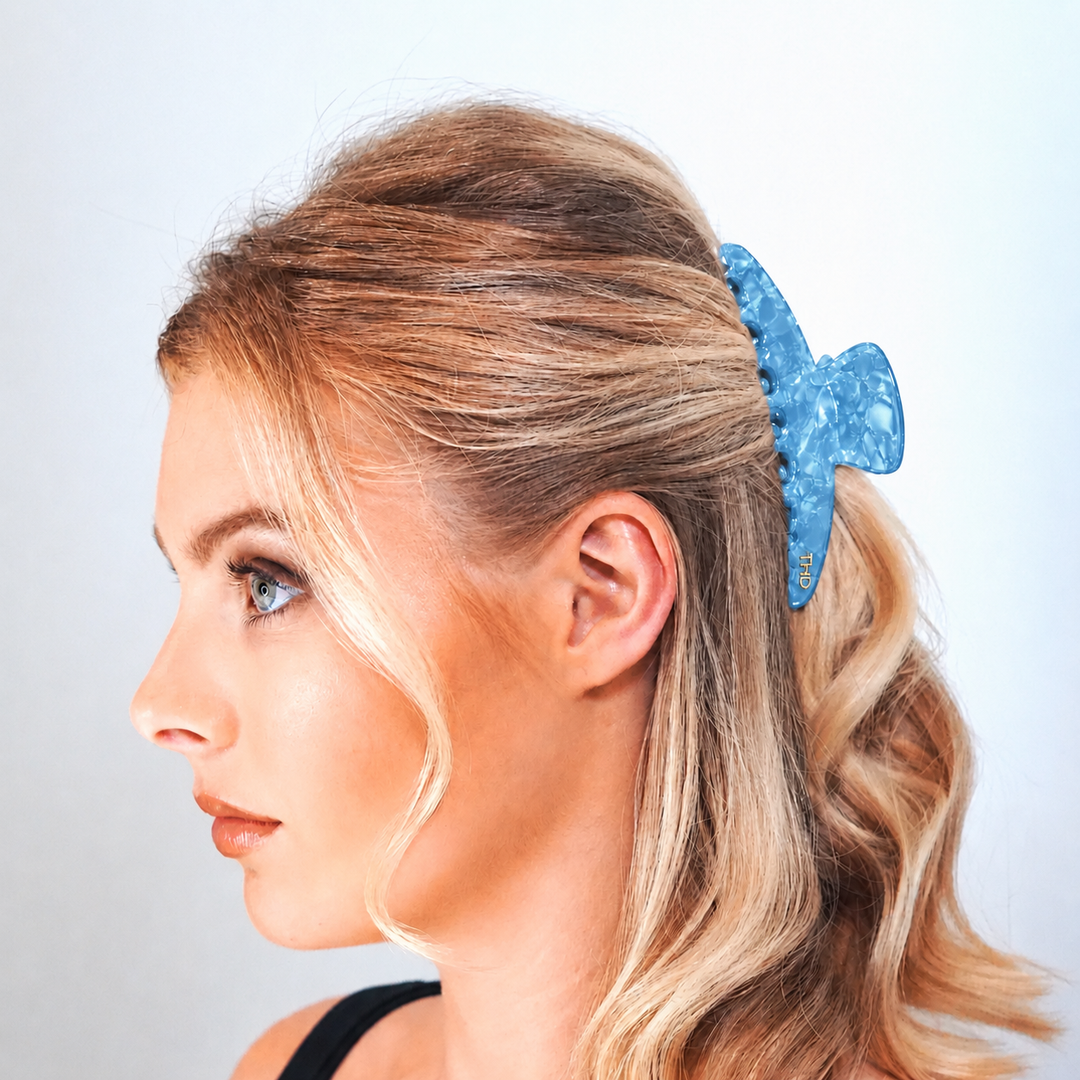 Cellulose Acetate Oversized Hair Claw Pearl - Blue - Image 1