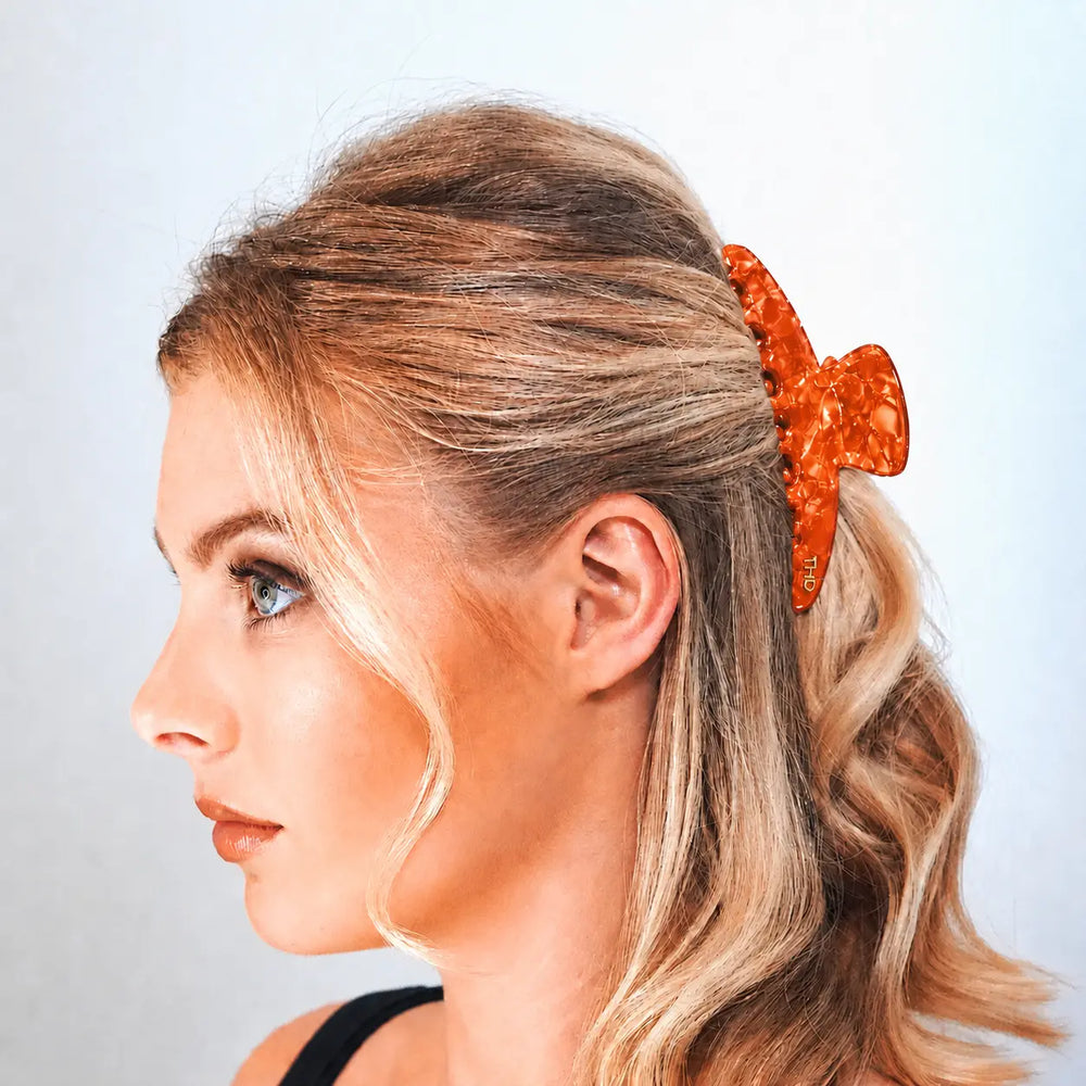 Cellulose Acetate Oversized Hair Claw Pearl - Orange - Image 1