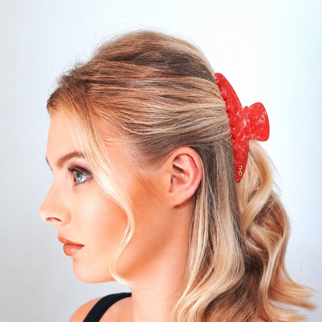 Cellulose Acetate Oversized Hair Claw Pearl - Watermelon - Image 1