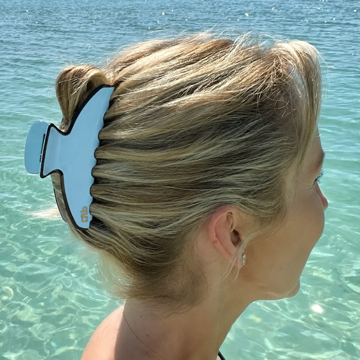 WS Cellulose Acetate Oversized Hair Claw Trim - Cerulean Blue - Image 1