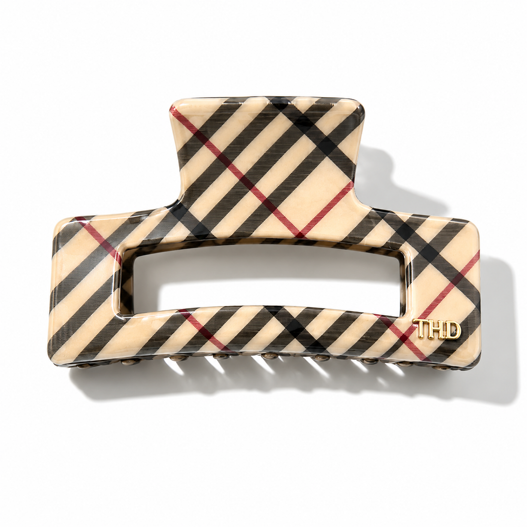 Cellulose Acetate Rectangle Hair Claw Check