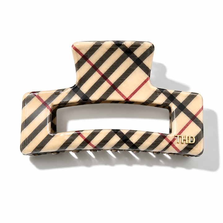 Cellulose Acetate Rectangle Hair Claw Check