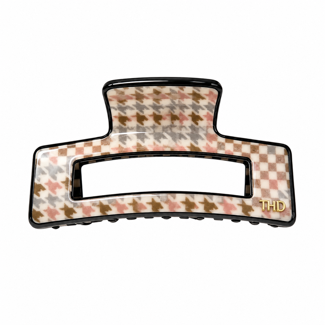 Cellulose Acetate Rectangle Hair Claw Check
