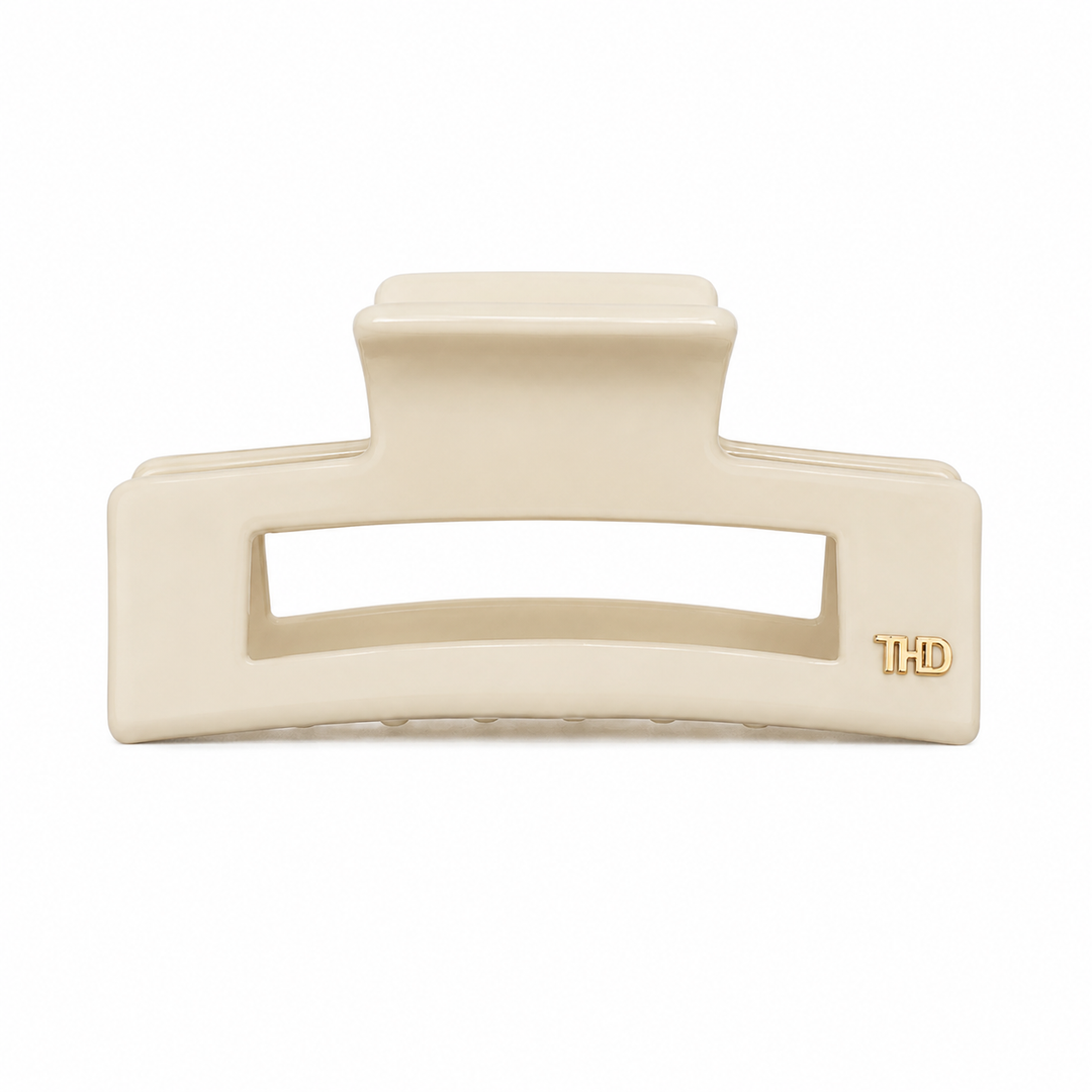 WS Cellulose Acetate Rectangle Hair Claw Large Block - Vanilla Cream - Hero