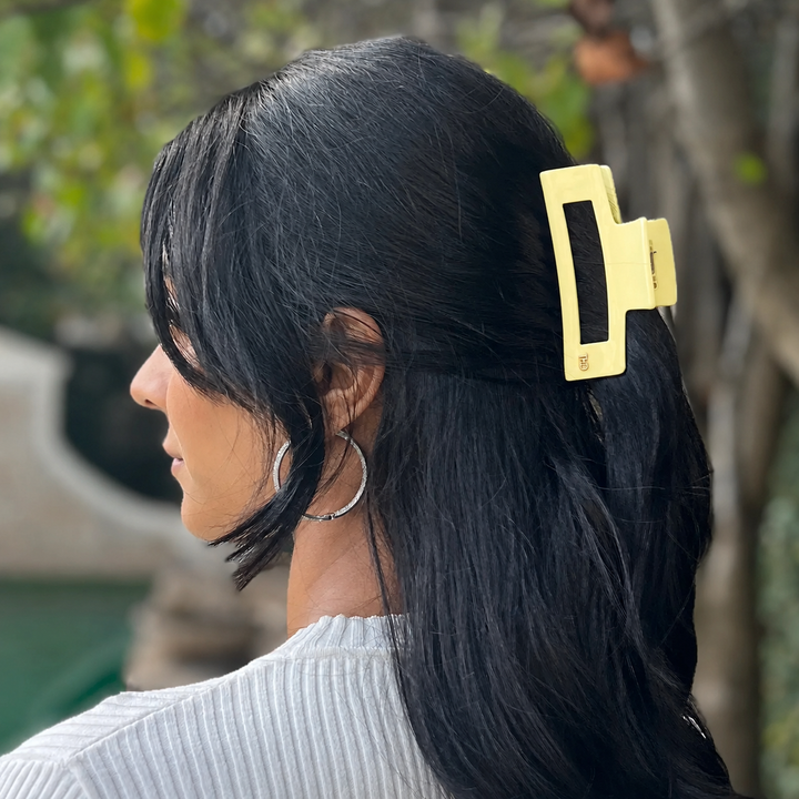 WS Cellulose Acetate Rectangle Hair Claw Large Gelato - Gelato Yellow - Image 1