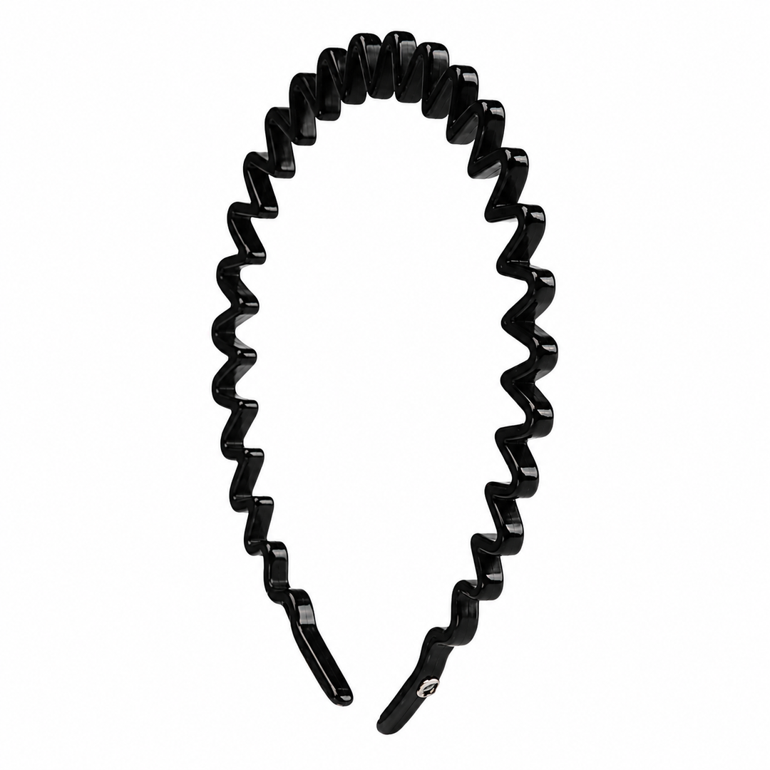 WS Cellulose Acetate Wave Headband Block Colour - Black - Image 1