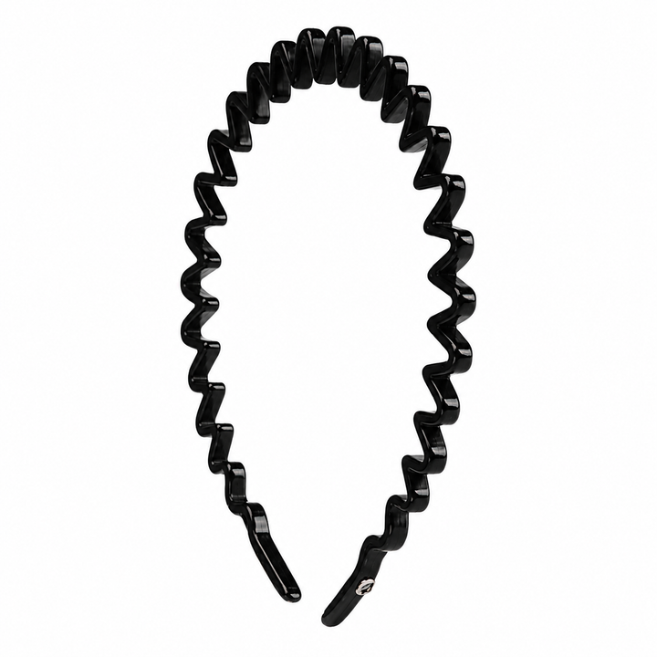 WS Cellulose Acetate Wave Headband Block Colour - Black - Image 1