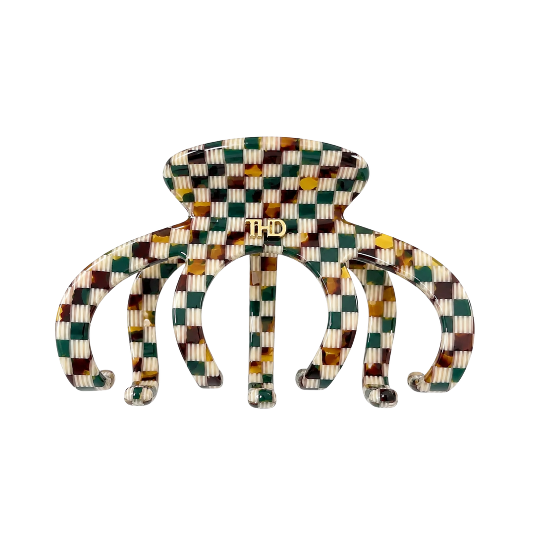 WS Cellulose Acetate Octopus Hair Claw 6.8 Pattern - Green Gold