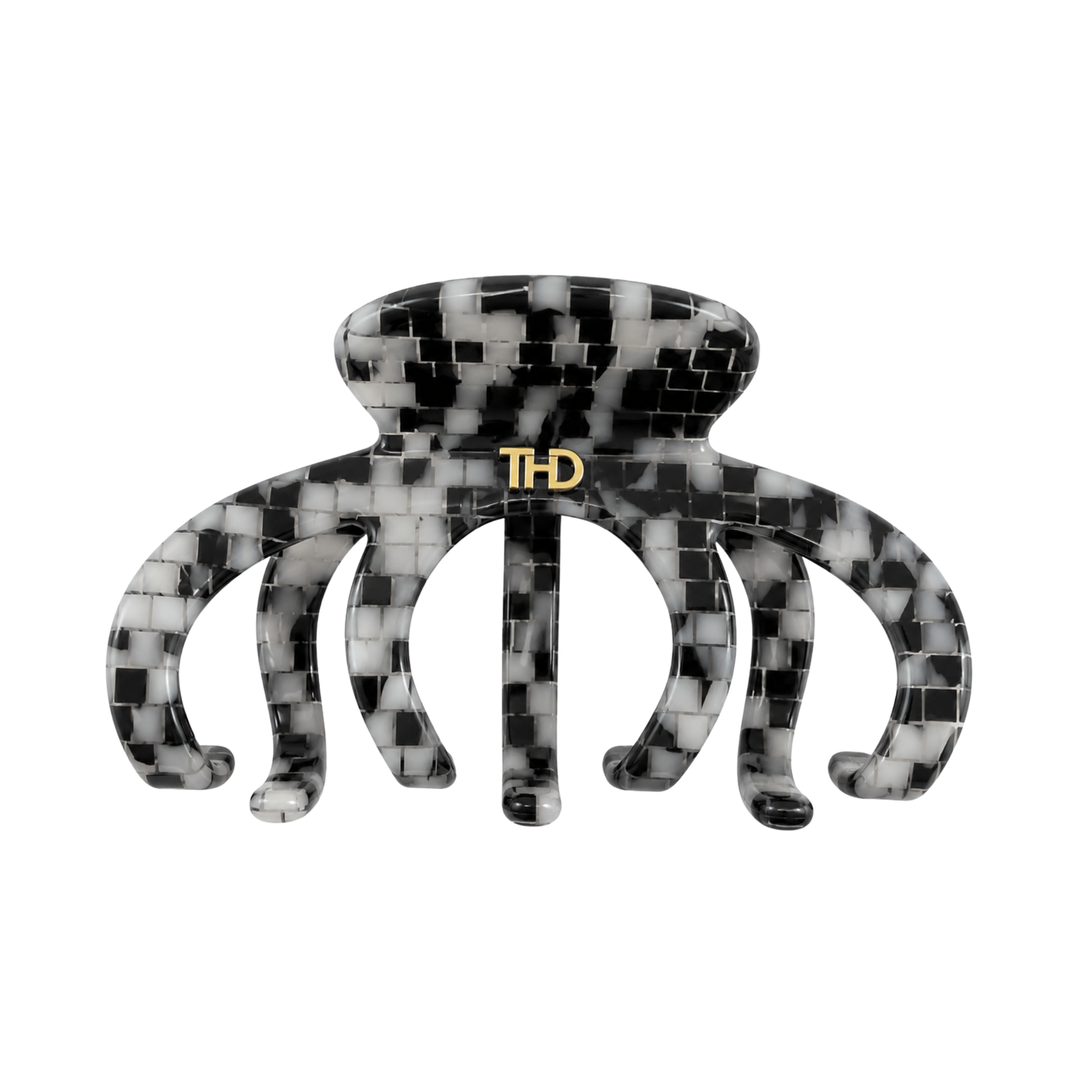 WS Cellulose Acetate Octopus Hair Claw 6.8 Pattern - Monochrome