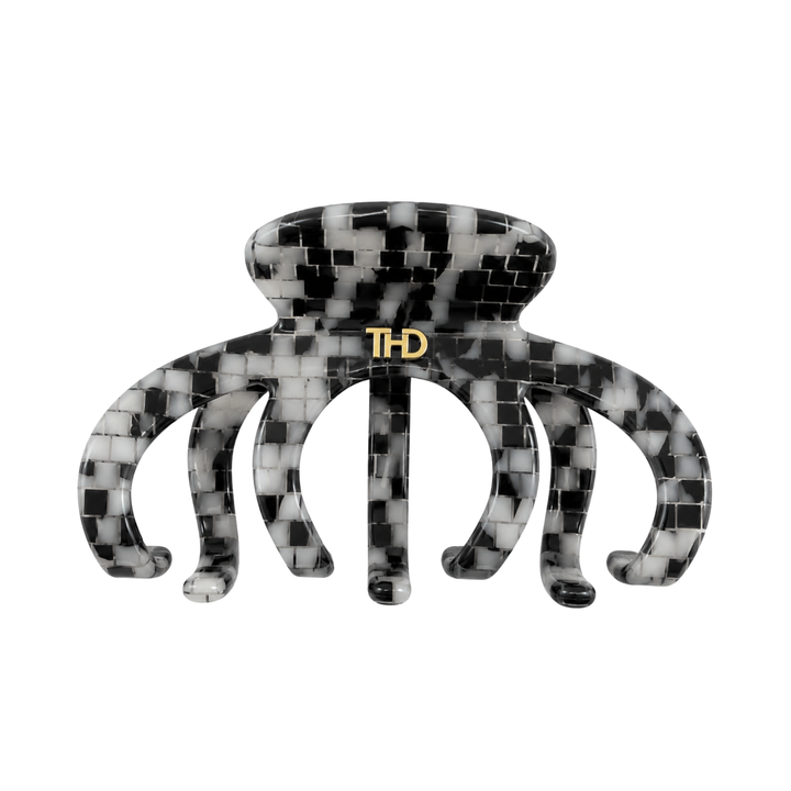 WS Cellulose Acetate Octopus Hair Claw 6.8 Pattern - Monochrome