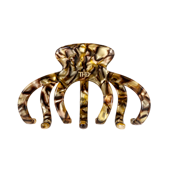 WS Cellulose Acetate Octopus Hair Claw 6.8 Pattern - Gold Marble