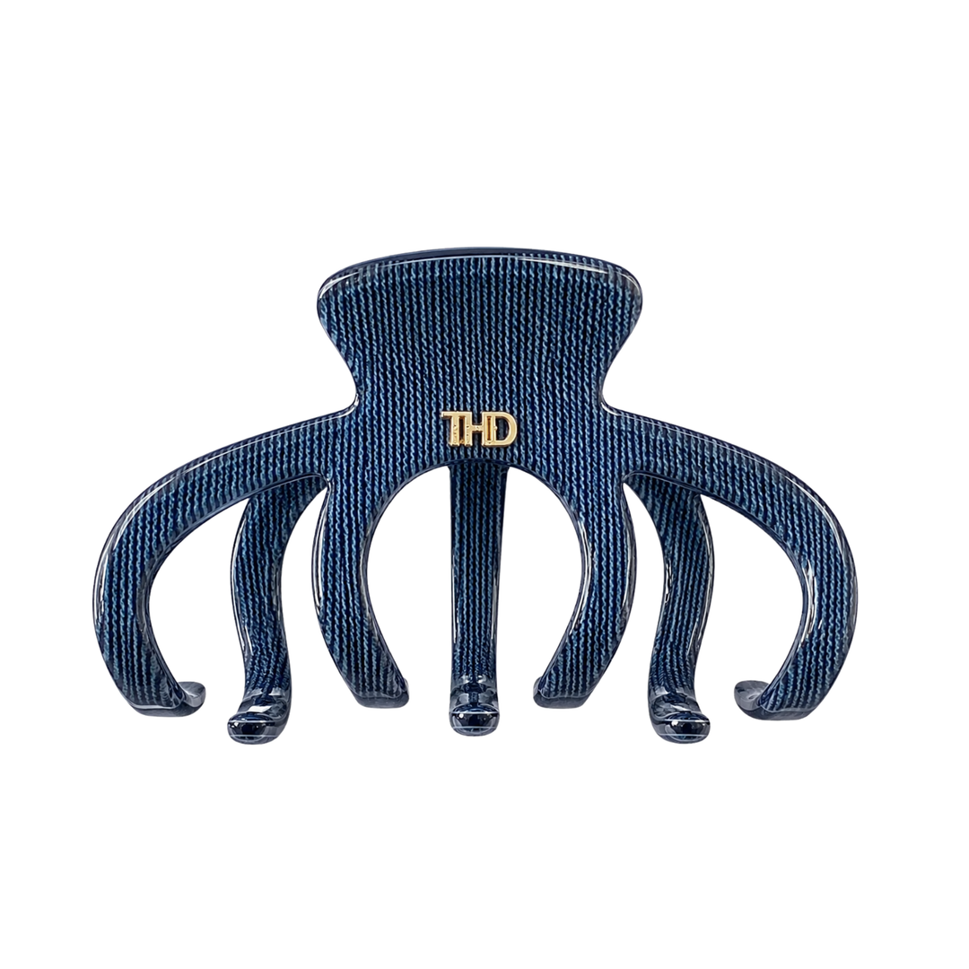 WS Cellulose Acetate Octopus Hair Claw 6.8 Pattern - Denim