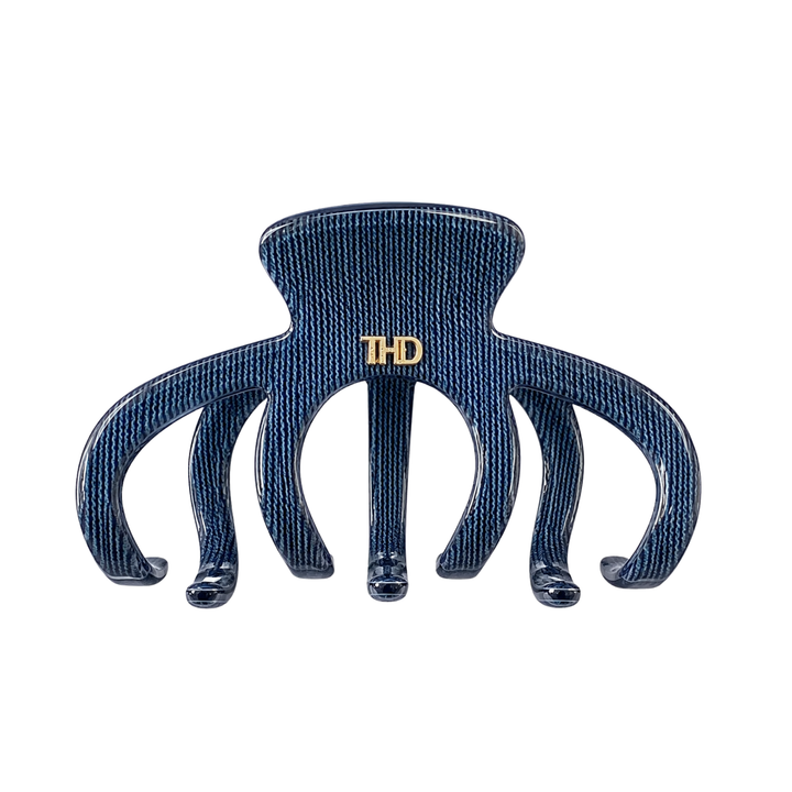 WS Cellulose Acetate Octopus Hair Claw 6.8 Pattern - Denim