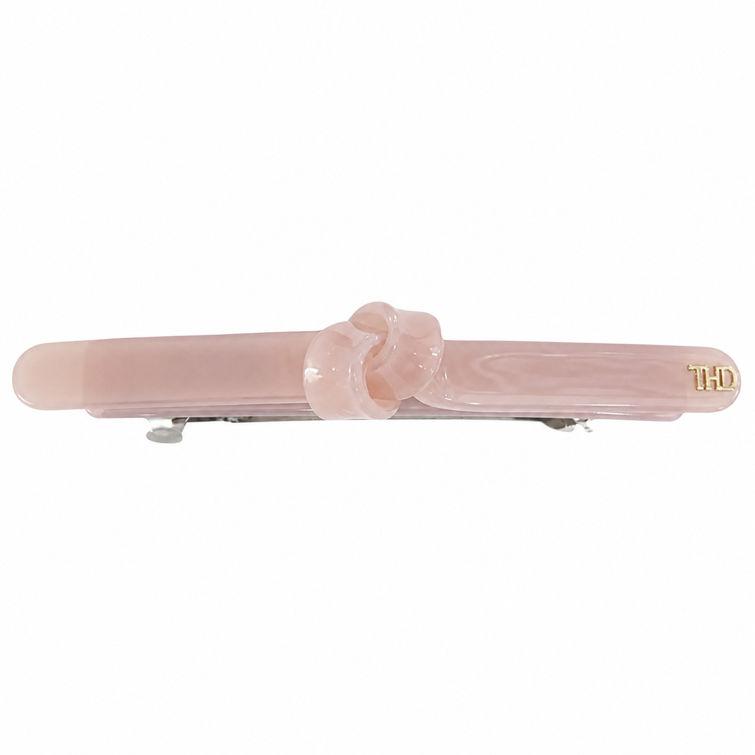 WS Cellulose Acetate Contour Barette Block Colour - Crystal Rose - Hero