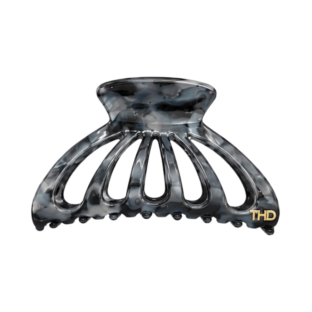 Acetate Large Cutout Hair Claw Marble - Silver