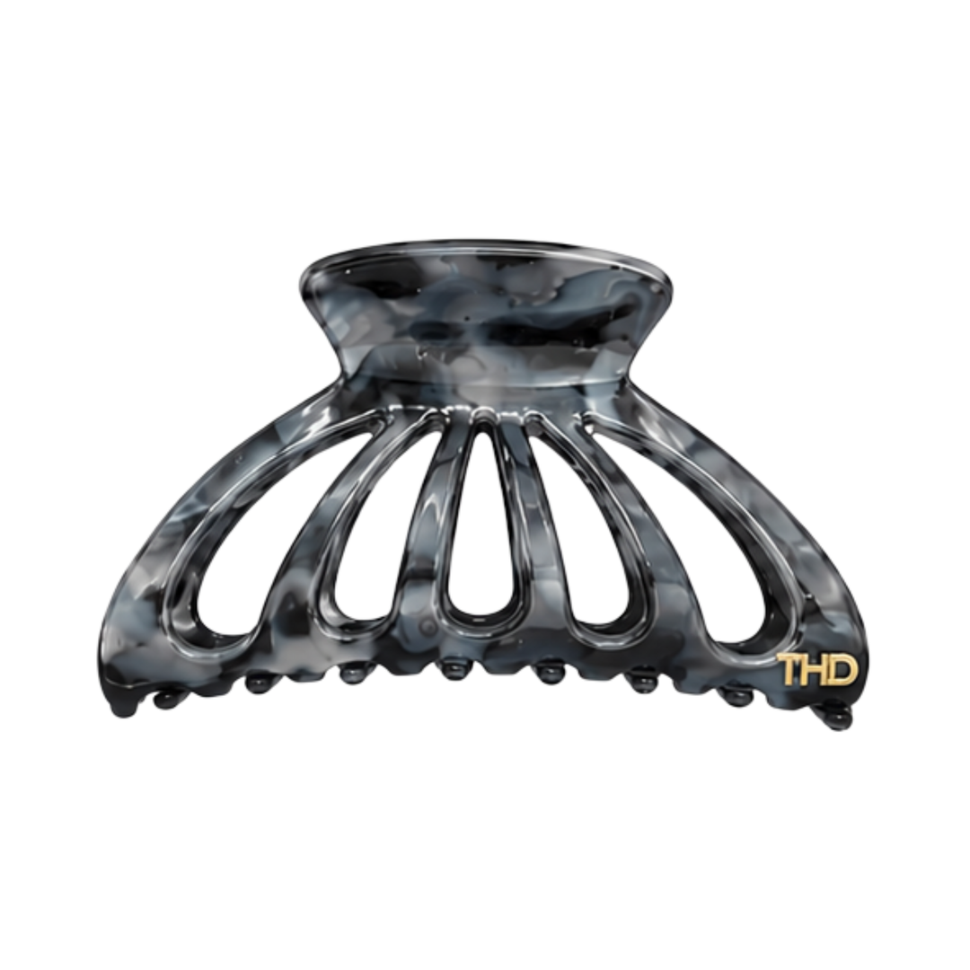 Acetate Large Cutout Hair Claw Marble - Silver