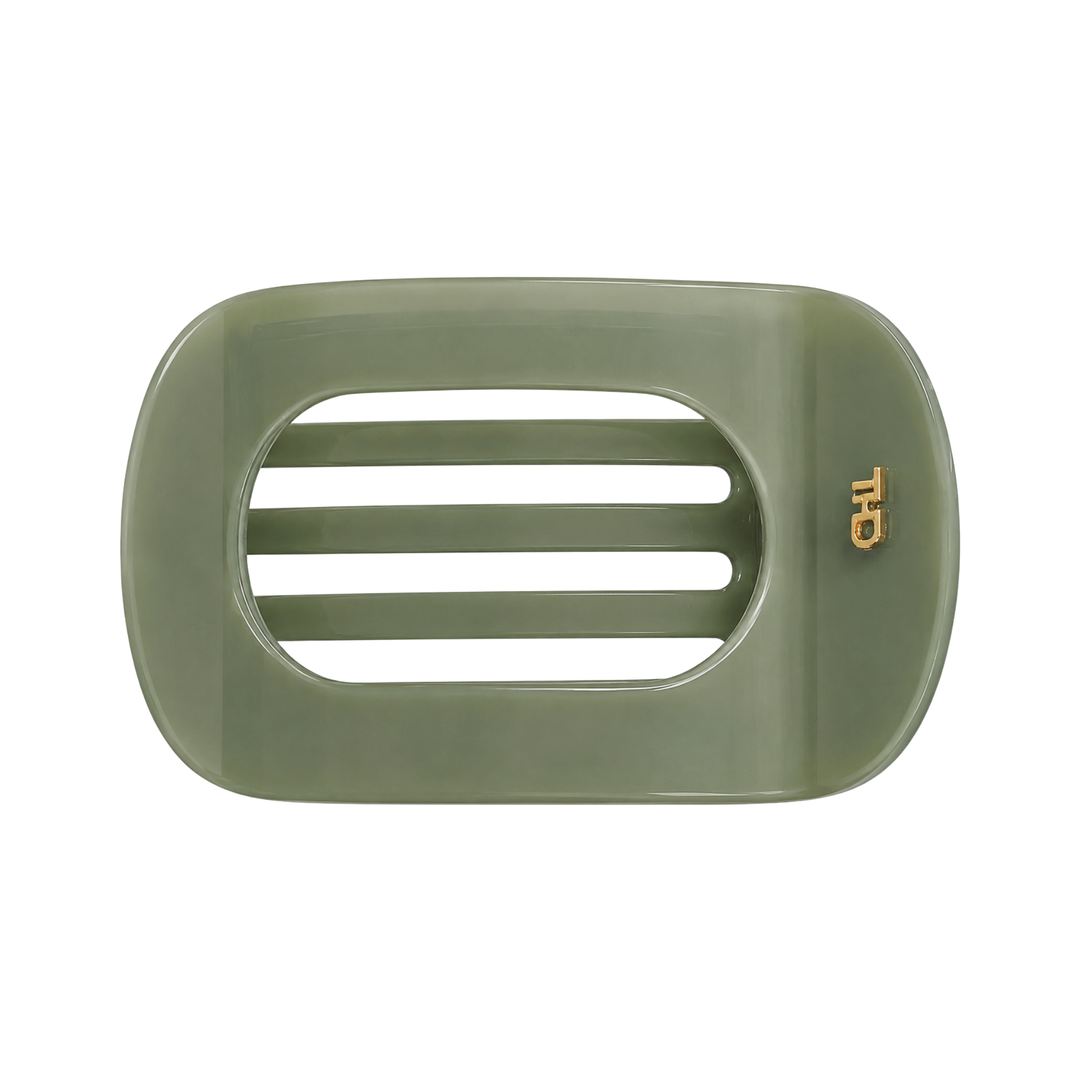 WS Cellulose Acetate Flat Hair Claw Block Colour - Sage Green - Hero