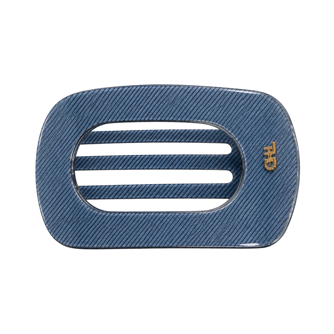 WS Cellulose Acetate Flat Hair Claw Pattern - Denim - Hero