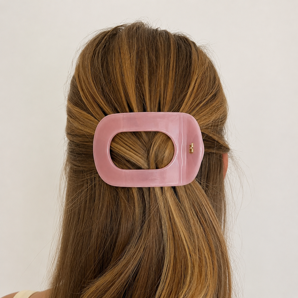 WS Cellulose Acetate Flat Hair Claw Block Colour - Crystal Rose - Image 1