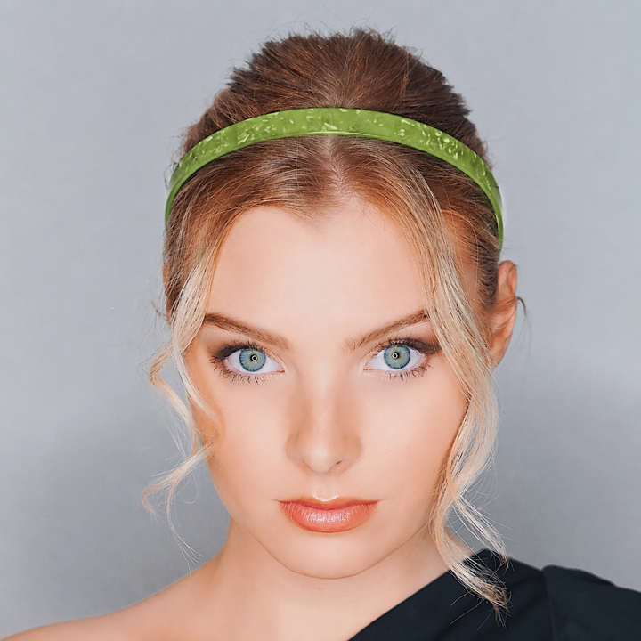 Cellulose Acetate Headband Pearl 1.5cm - Lime Green - Image 1