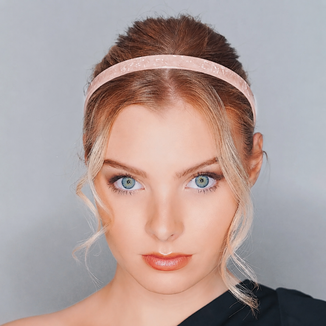 WS Cellulose Acetate Headband Pearl 1.5cm - Pink - Image 1