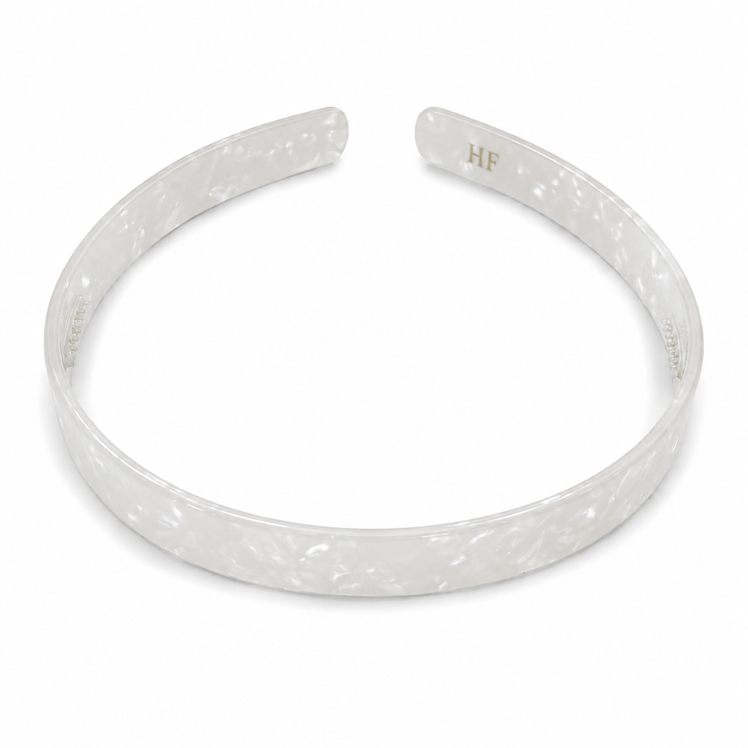 WS Cellulose Acetate Headband Pearl 1.5cm - White - Image 1