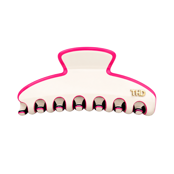 WS Cellulose Acetate Large Hair Claw Vanilla Trim - Viva Magenta - Hero