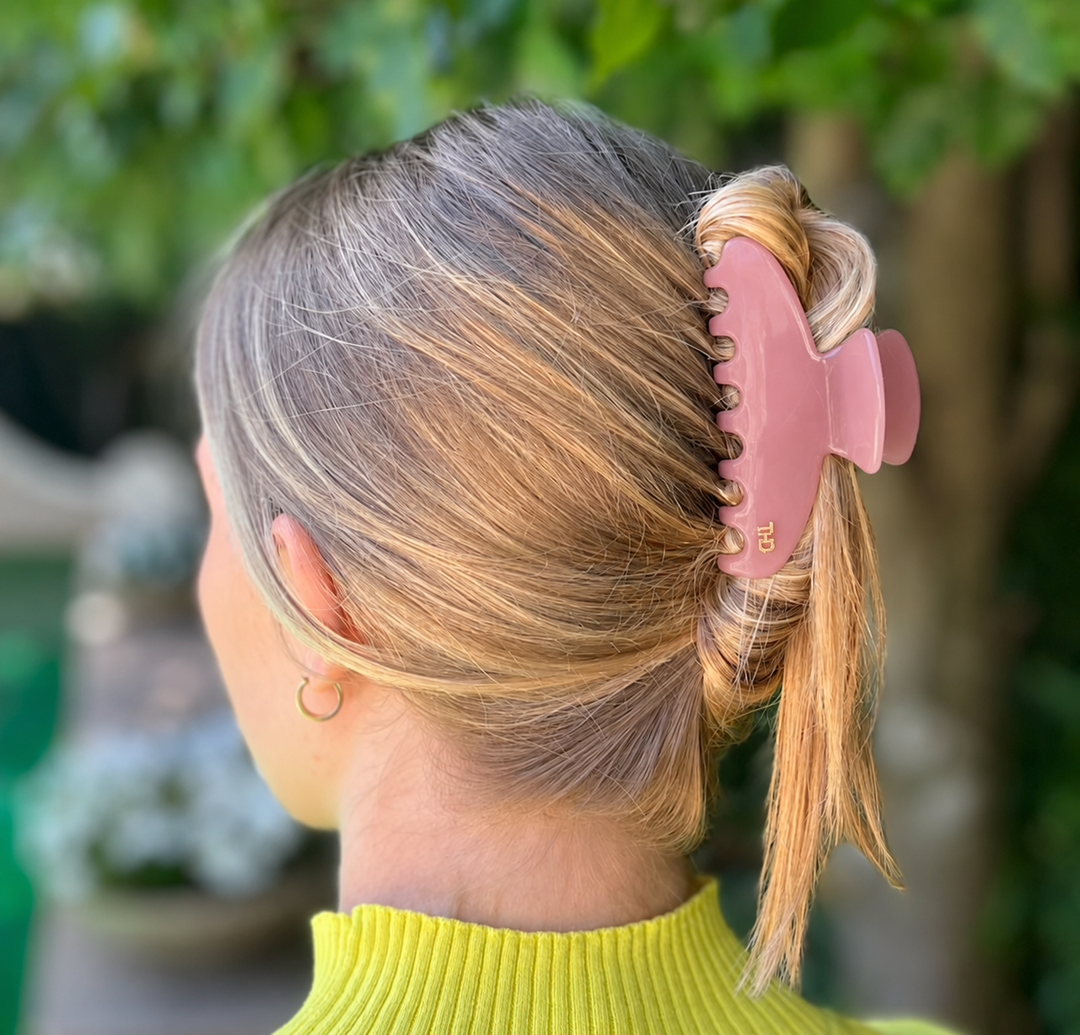 WS Cellulose Acetate Large Hair Claw Block - Crystal Rose - Image 1