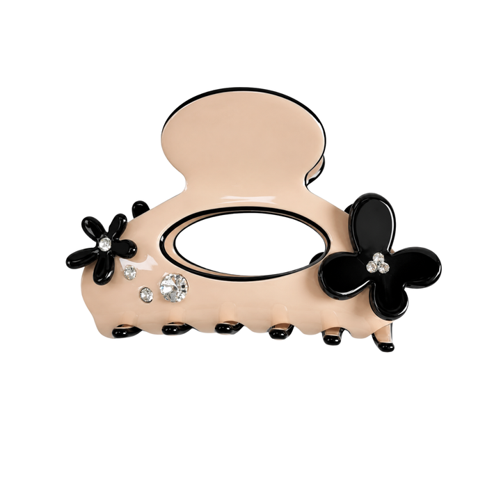 WS Acetate Large Hair Claw Swarovski Crystals and Flower Trim - Chanel Pink - Hero