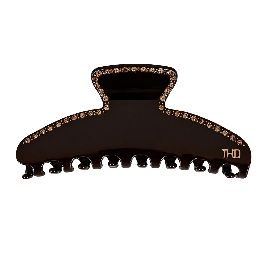 WS Mary Acetate Oversized Hair Claw with Crystals - Brown - Hero