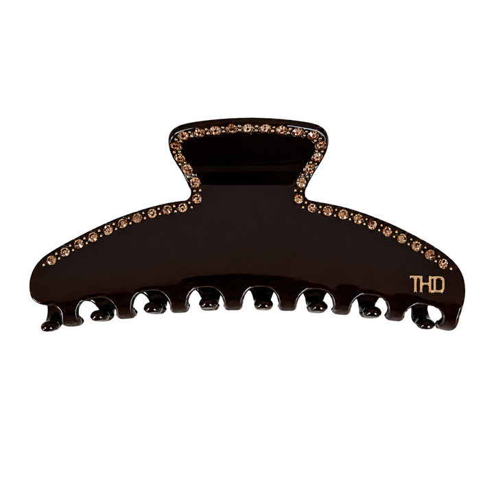 WS Mary Acetate Oversized Hair Claw with Crystals - Brown - Hero